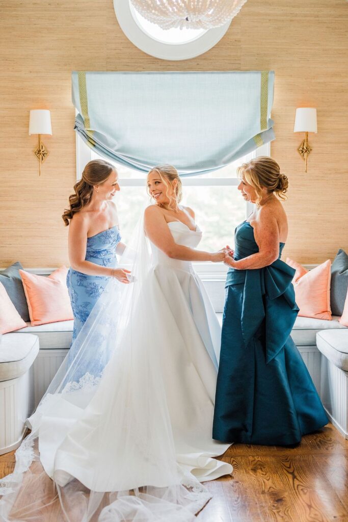 Bride getting ready in Peconic Bay Yacht Club bridal suite